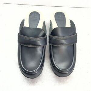 Brunello Cucinelli Shearling & Leather Black Platform Clogs Womens Size 38.5 NIB